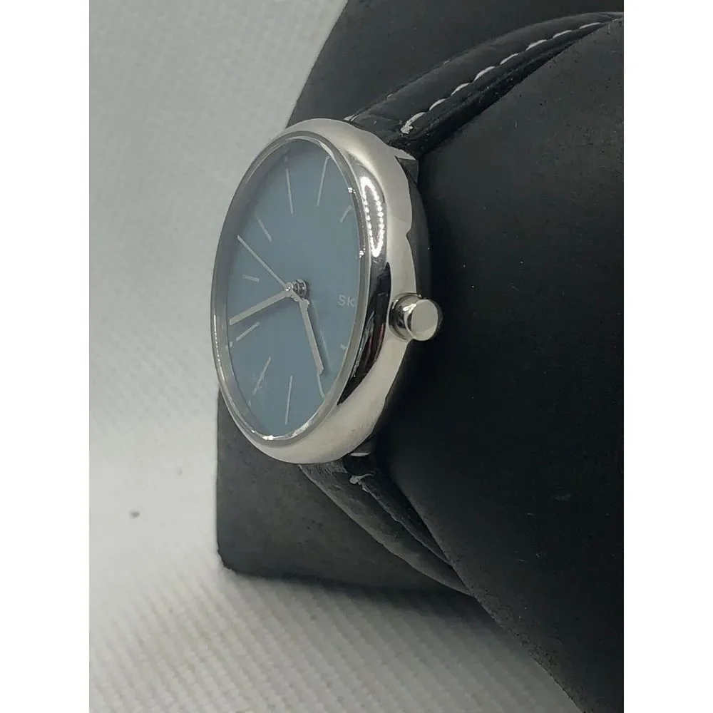 Skagen SKW2622 Womens Black Leather Analog Dial Quartz Genuine Wrist Watch KS421